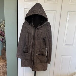 Charcoal Utility Jacket with Hood